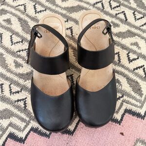 Dansko Black Mules Comfortable Leather Clogs